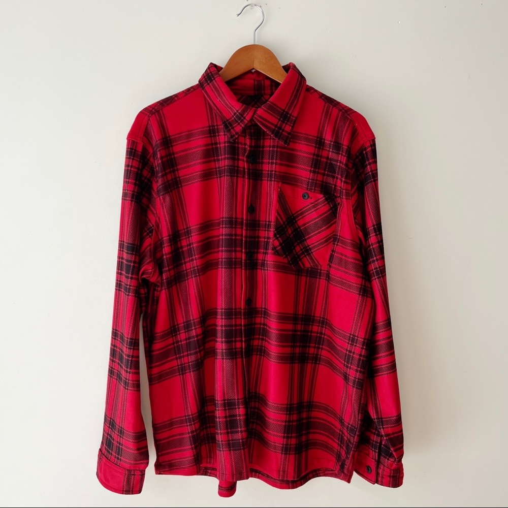 ODA Men’s red plaid fleece button down buffalo plaid fleece button down …